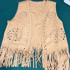 Amazon Tan Fringe Vest